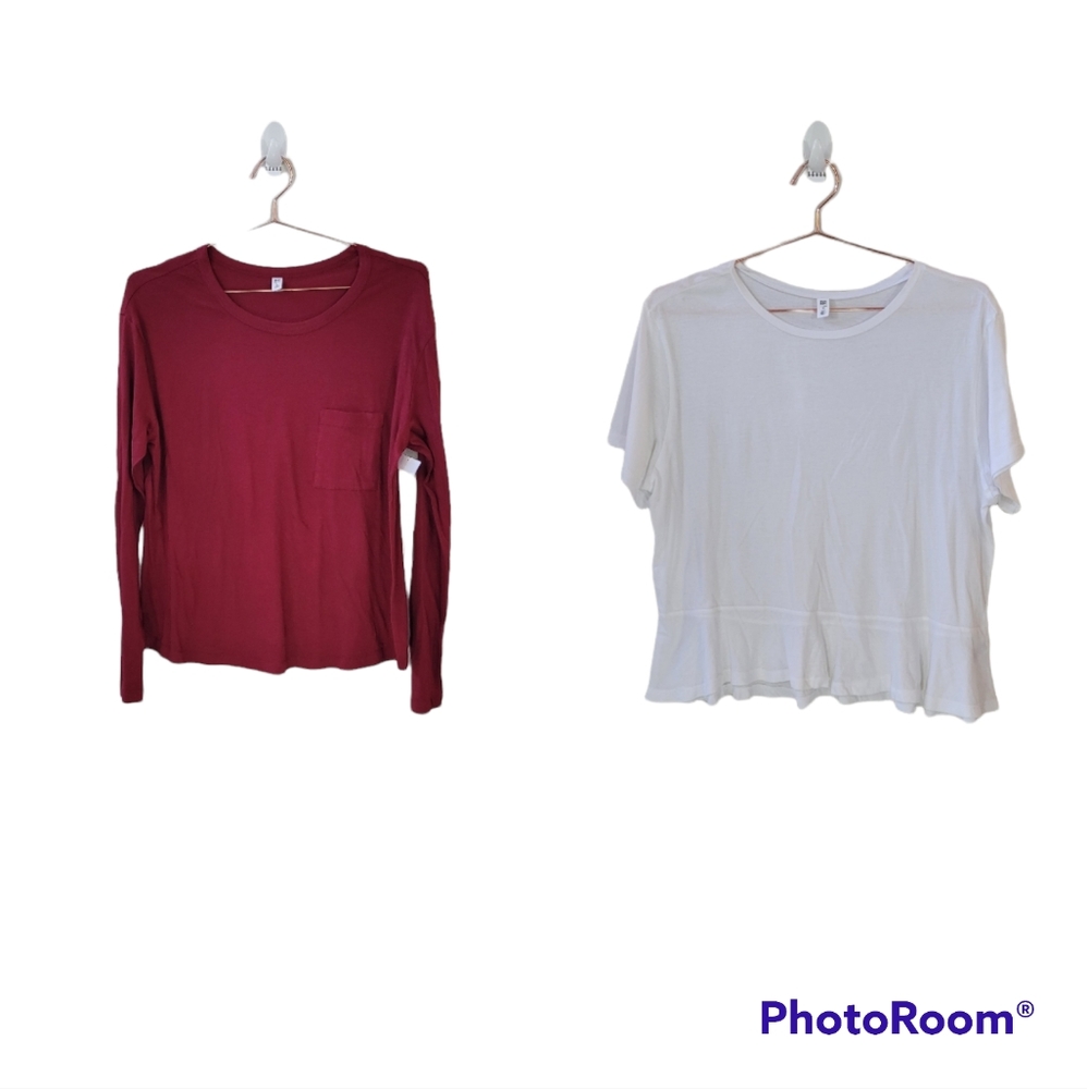 BP Lot of 2 Tops (1) Long sleeve Pocket Tee & (1) Short Sleeve Peplum Top Size M
